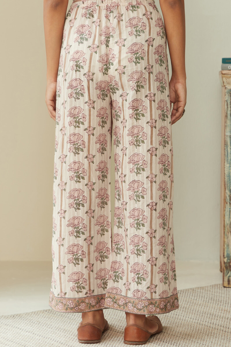 Off-White Hand Block-Printed Cotton Farsi