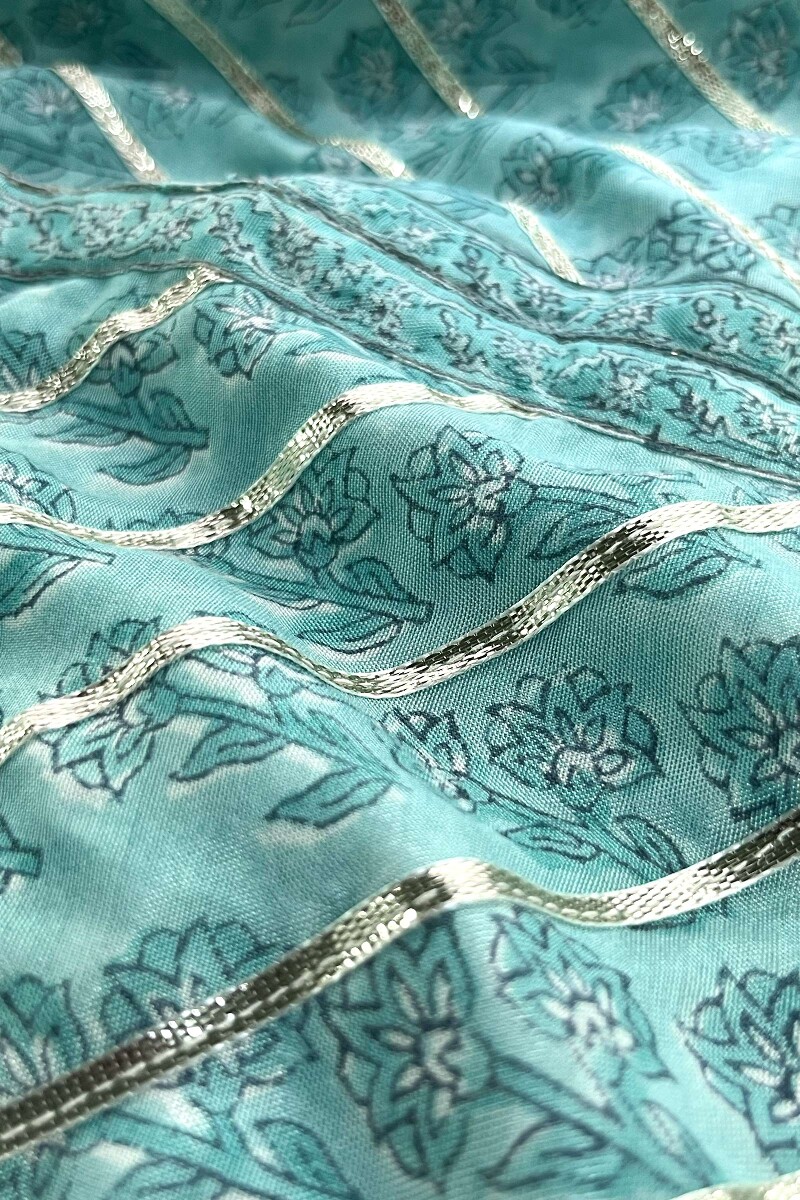 Blue Hand Block-Printed Straight Viscose Kurta