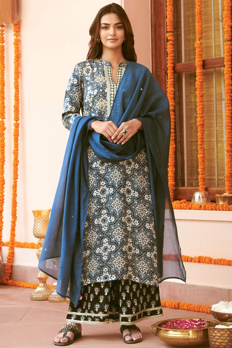 Ajrak Hand Block-Printed Modal Farsi