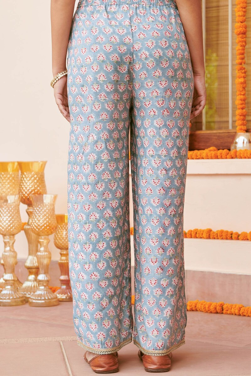 Blue Hand Block-Printed Modal Farsi