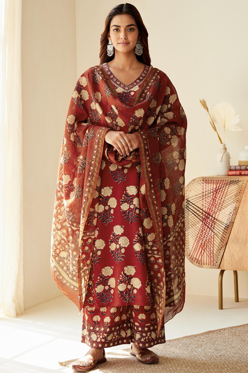 Bagru Hand Block-Printed Straight Modal Kurta