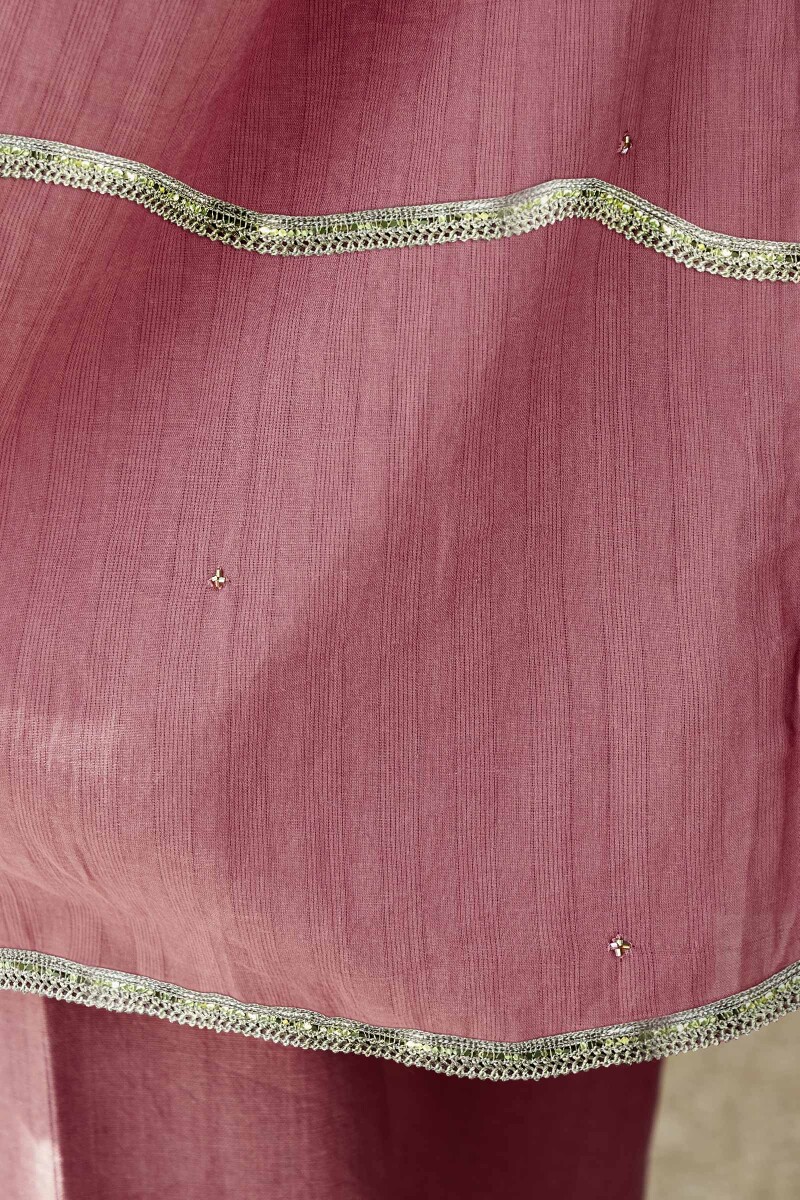 Red Handcrafted Cotton Dobby Dupatta