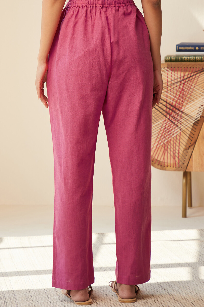 Rani Pink Handcrafted Cotton Flax Pants