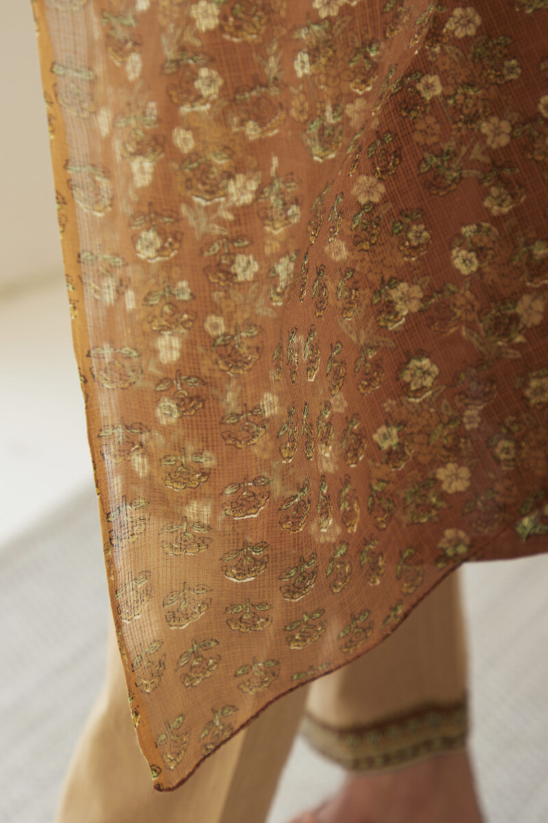 Brown Hand Printed Kota Dupatta