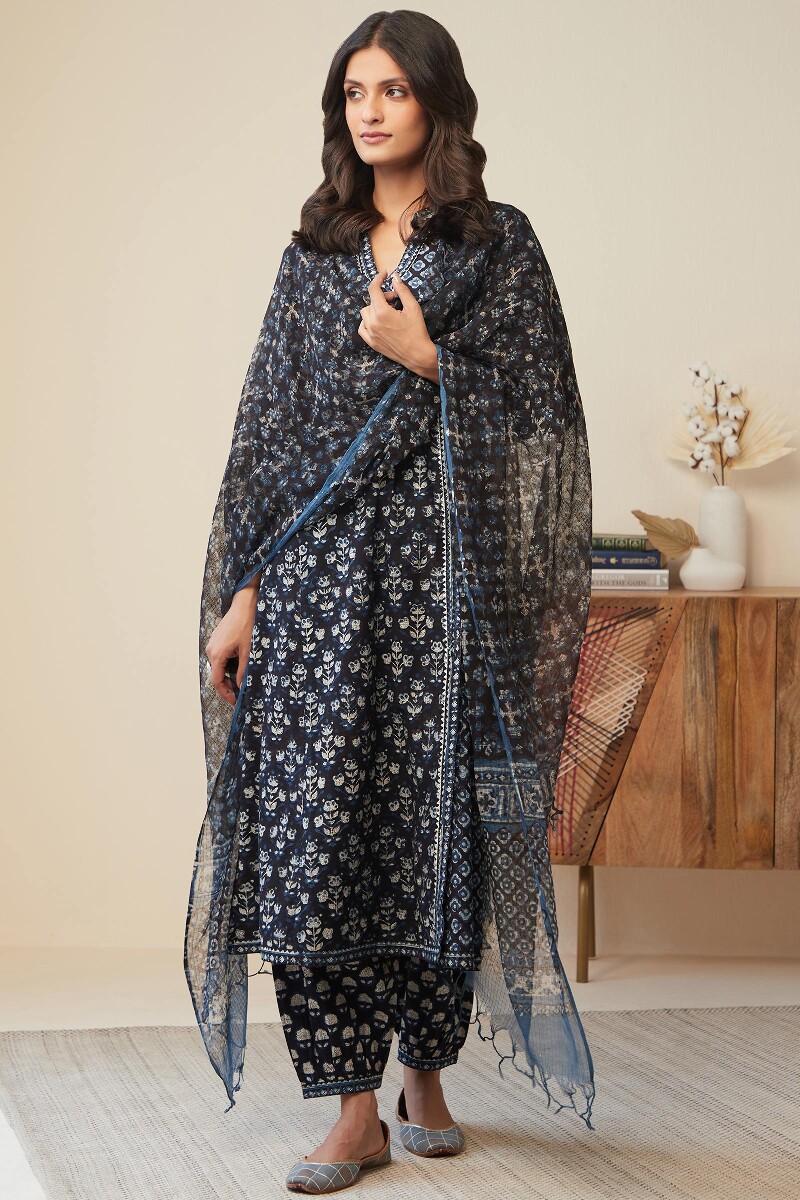 Bagru Hand Block-Printed A-Line Cotton Kurta