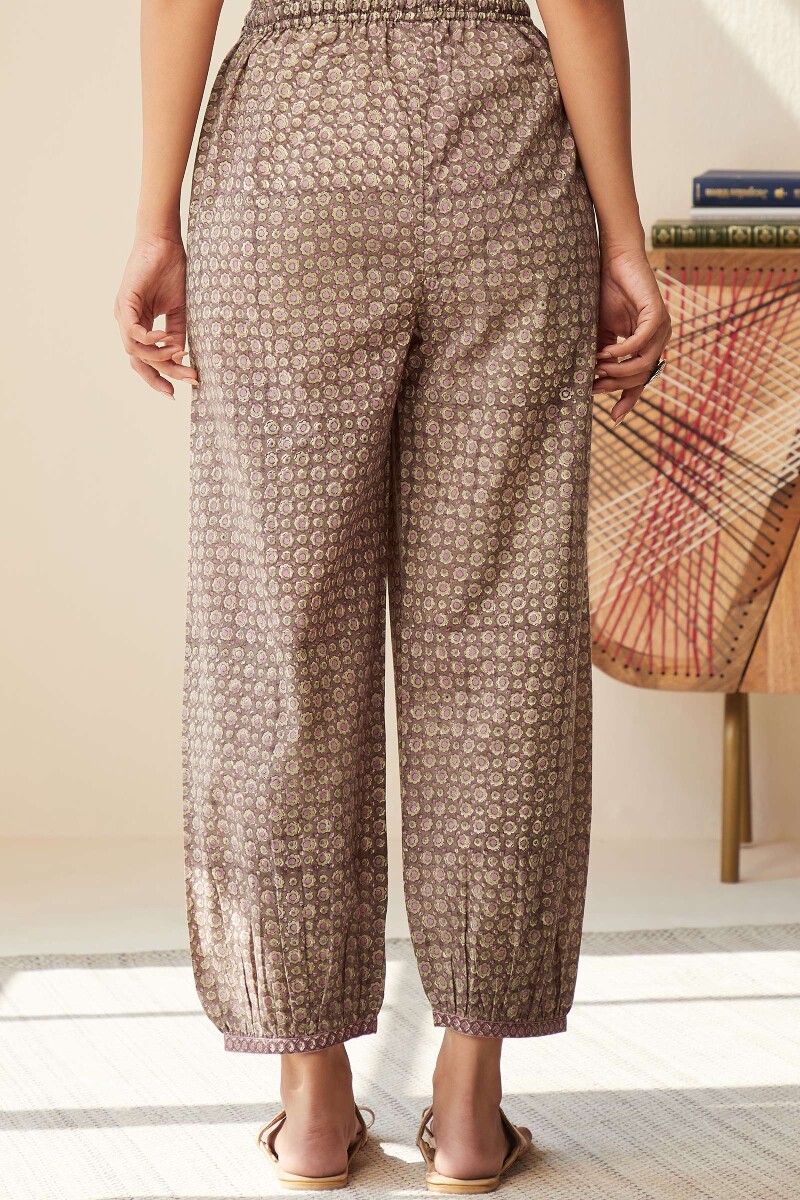 Brown Hand Block-Printed Cotton Izhaar Pants