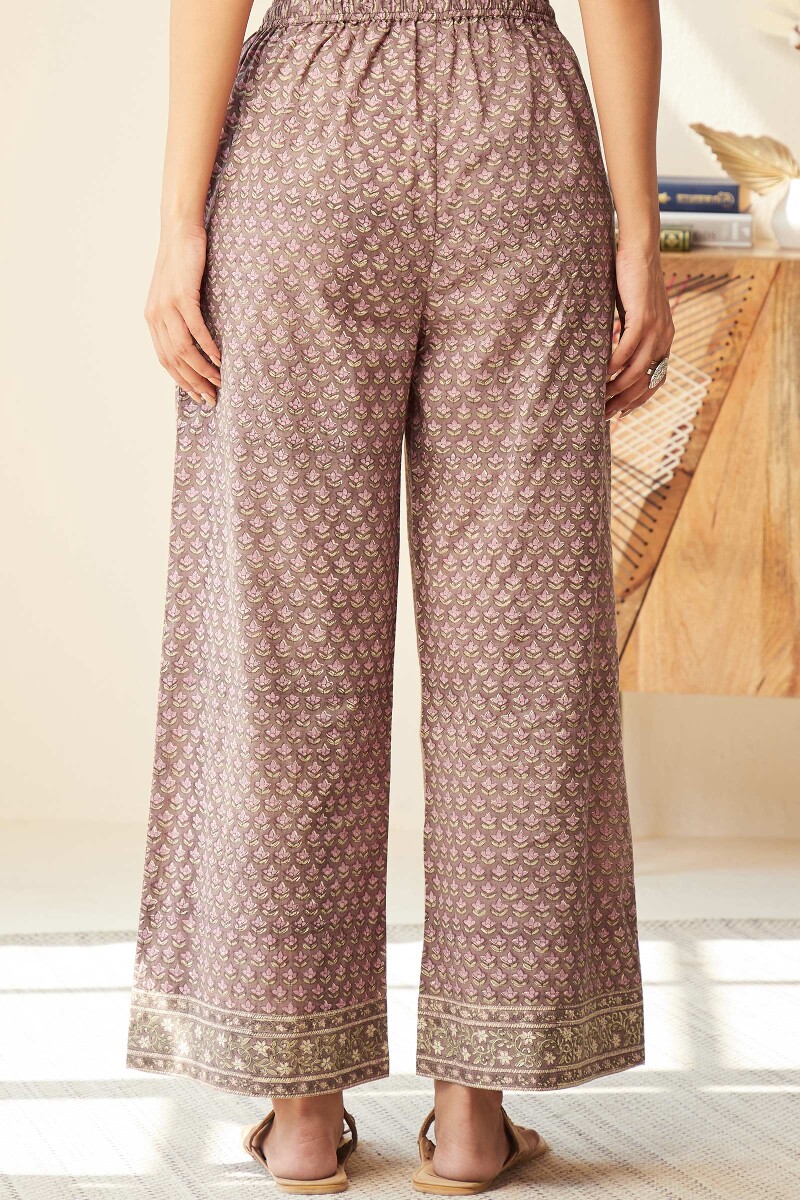 Brown Hand Block-Printed Cotton Farsi