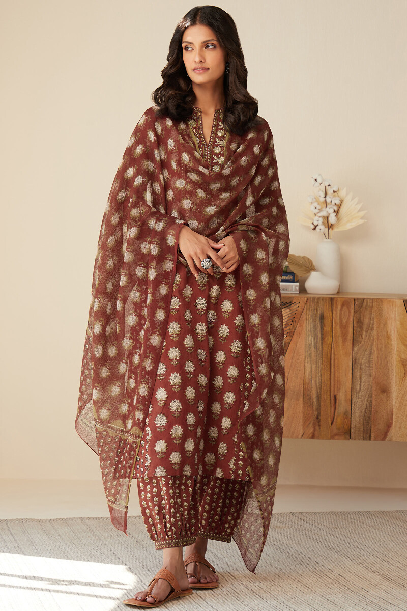 Bagru Hand Block-Printed Straight Cotton Kurta