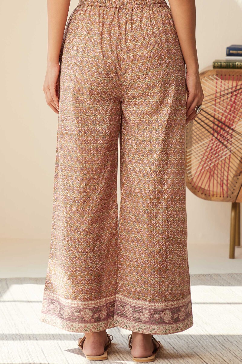 Brown Hand Block-Printed Cotton Dobby Farsi