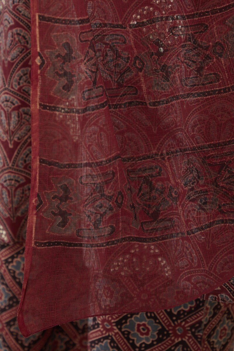 Ajrak Hand Block-Printed Kota Dupatta