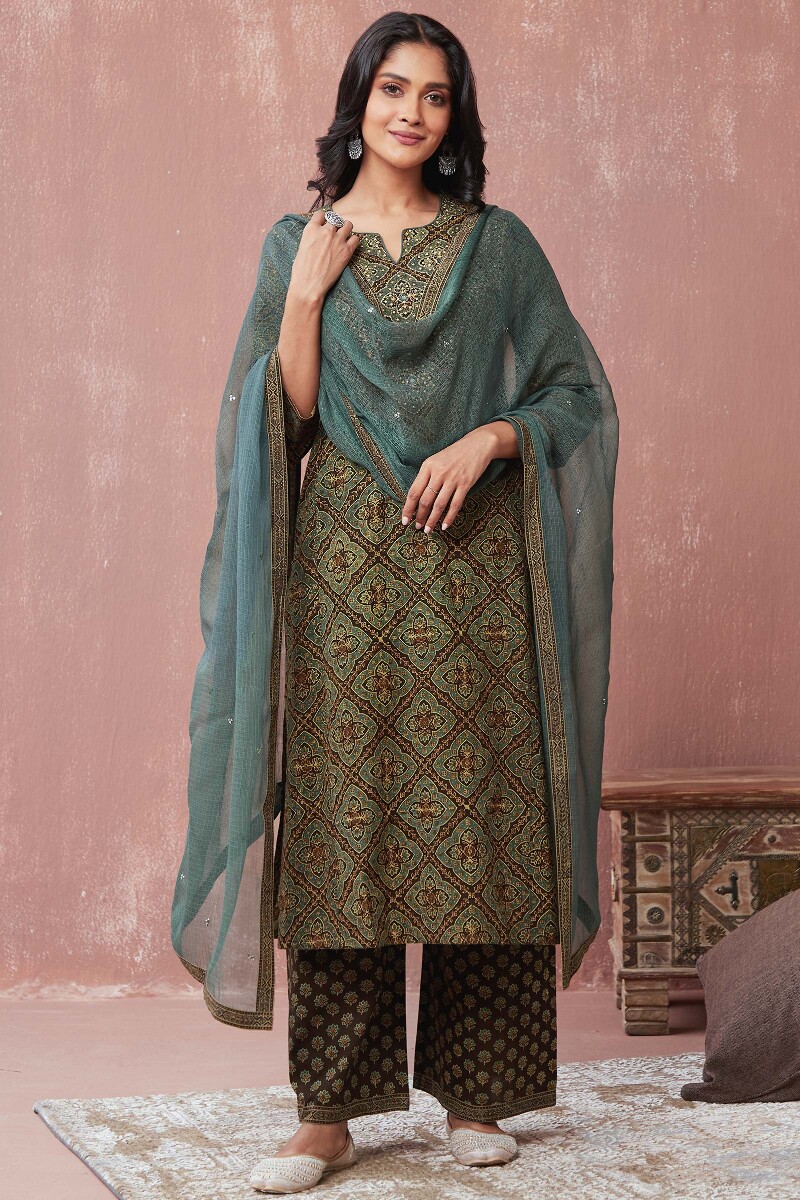 Green Handcrafted Kota Dupatta