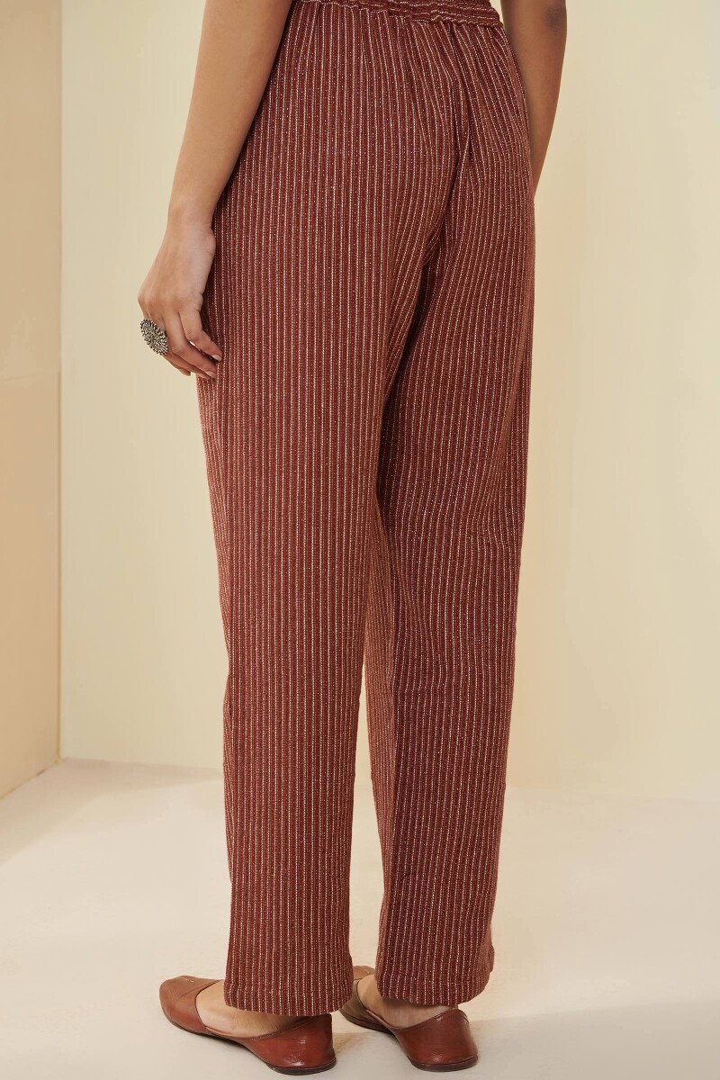 Maroon Handcrafted Cotton Pants