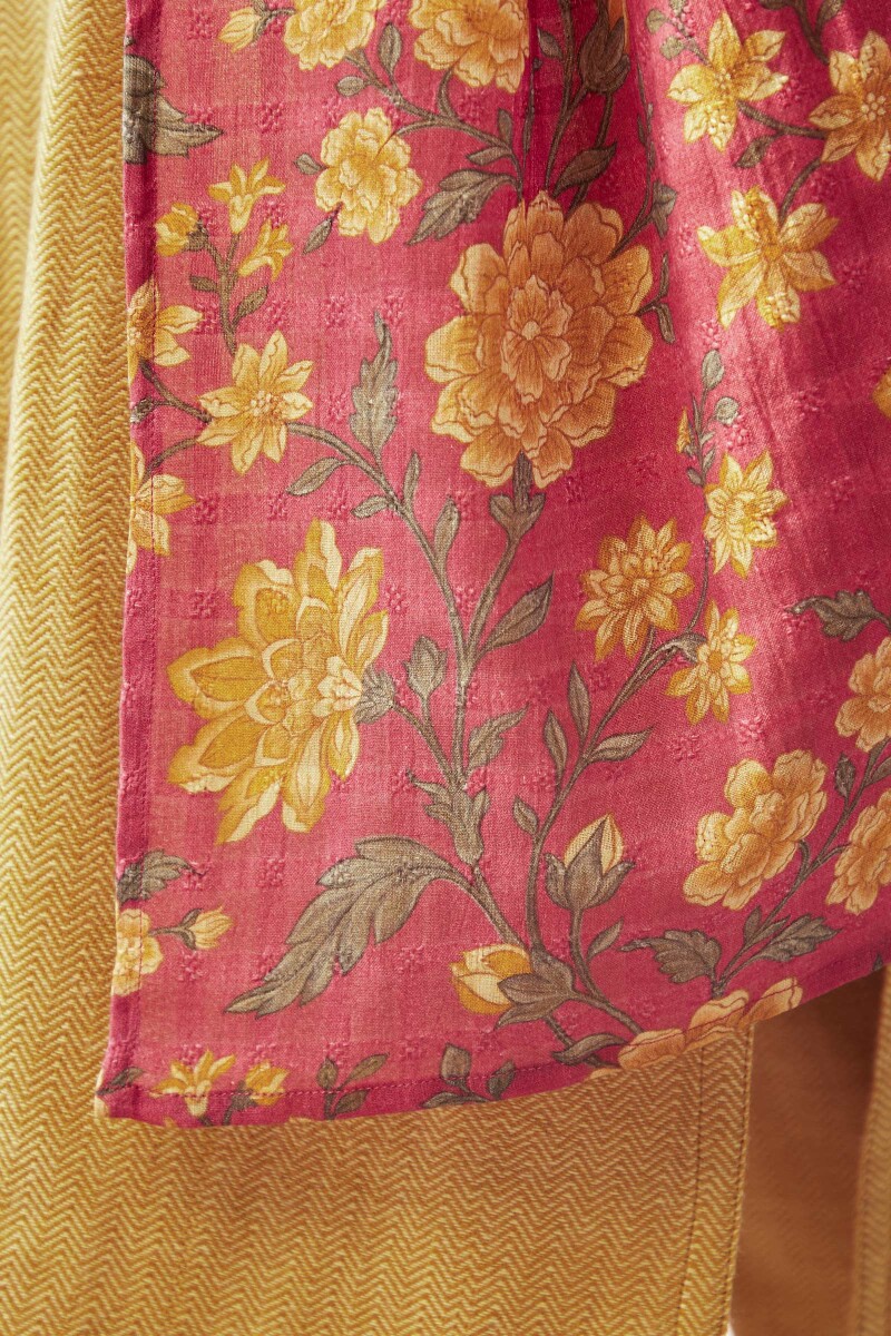 Pink Printed Cotton Dobby Dupatta