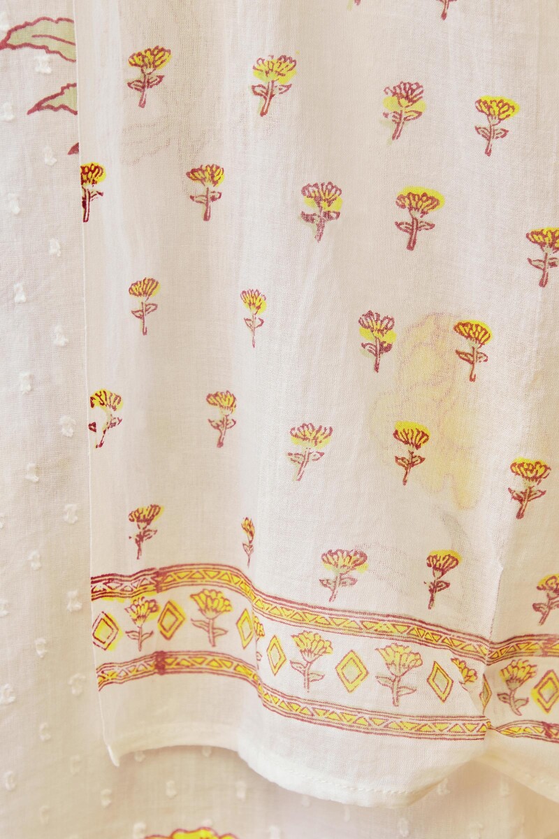 Yellow Hand Block-Printed Cotton Mul Dupatta