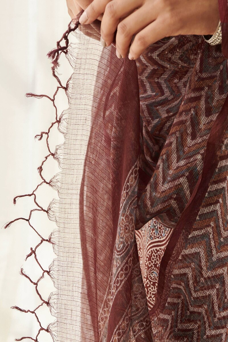 Ajrak Hand Block-Printed Kota Dupatta