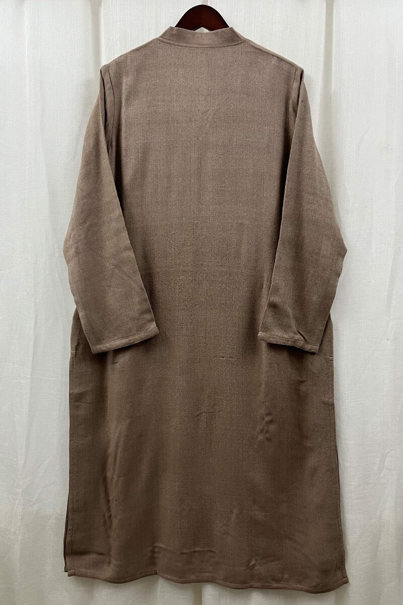 Peach Handcrafted Straight Faux Wool Kurta