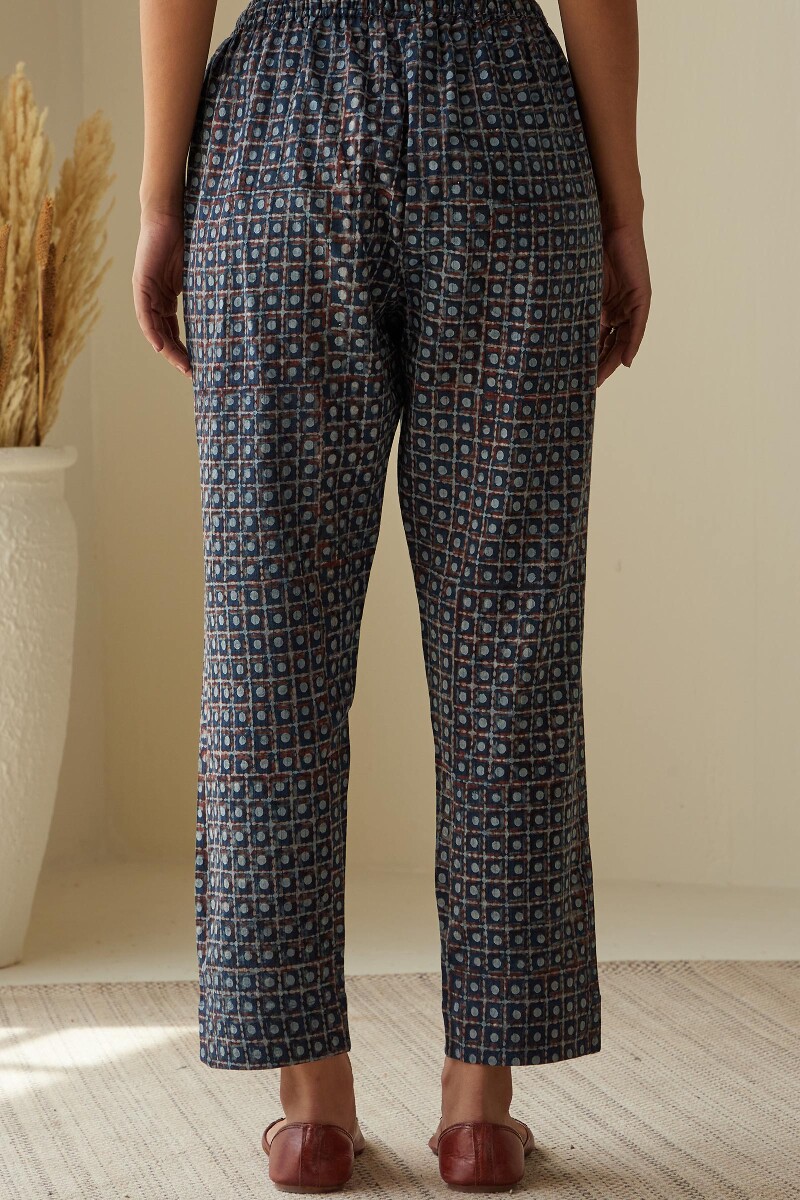 Akola Hand Block-Printed Cotton Dobby Narrow Pants