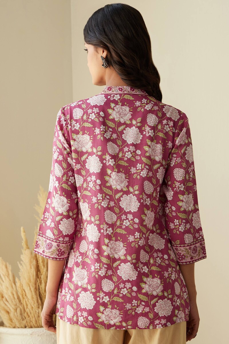Pink Hand Printed Viscose Top