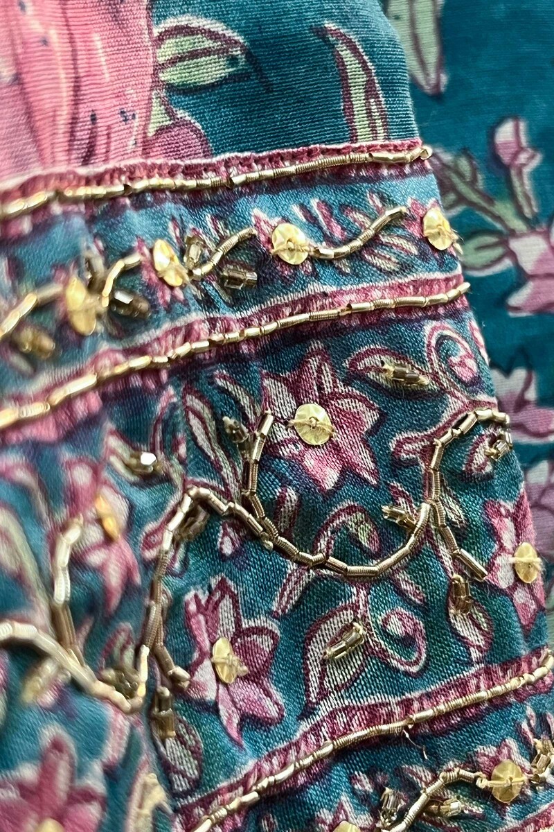 FG Specials: 1 Of 1- Blue Handcrafted Chanderi Kurta and Pants