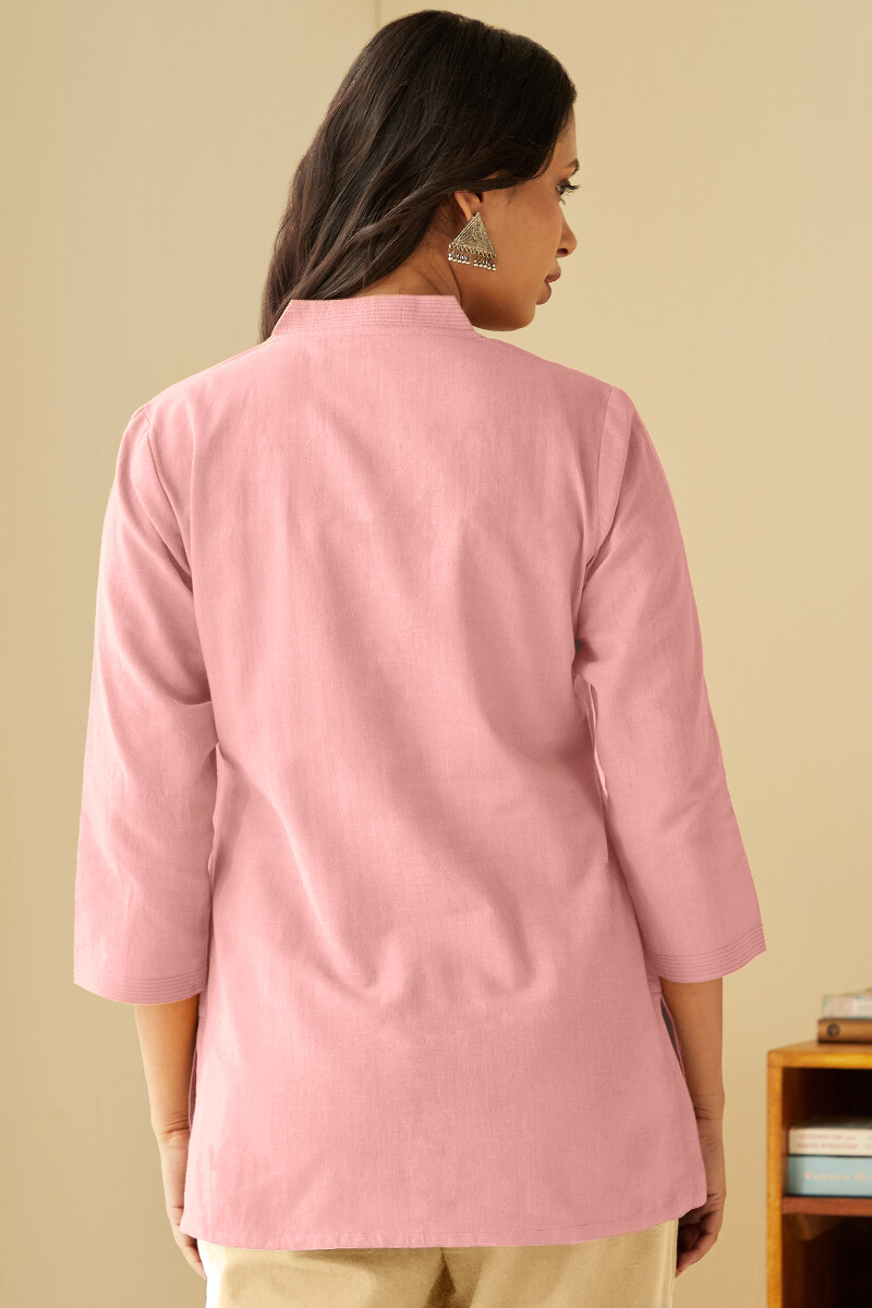 Rose Pink Handcrafted Cotton Linen Top