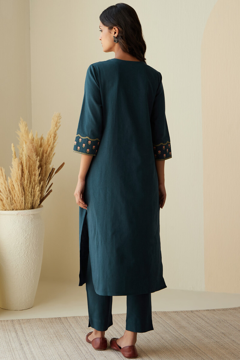 Indigo Handcrafted Straight Cotton Linen Kurta