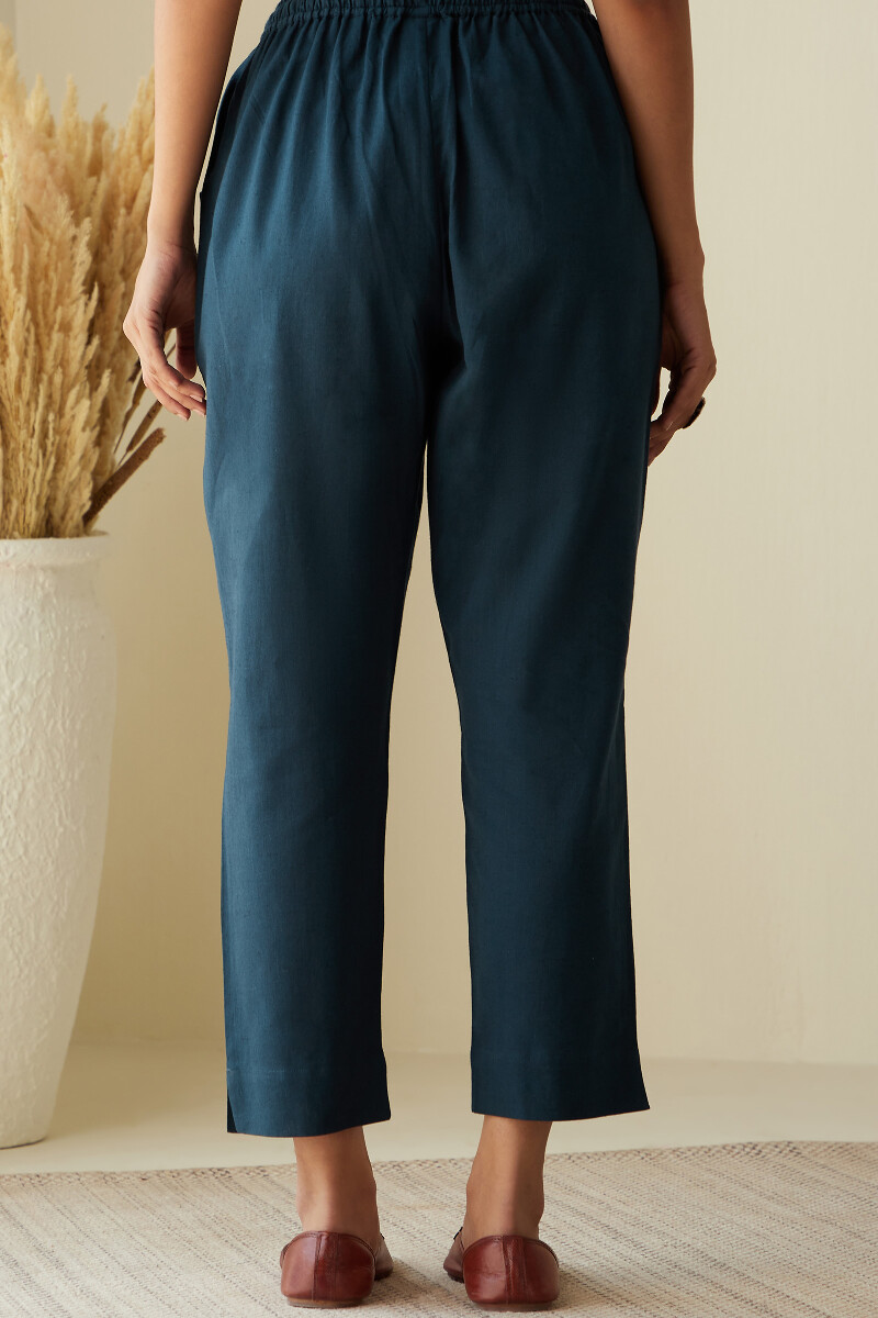 Indigo Handcrafted Cotton Linen Narrow Pants