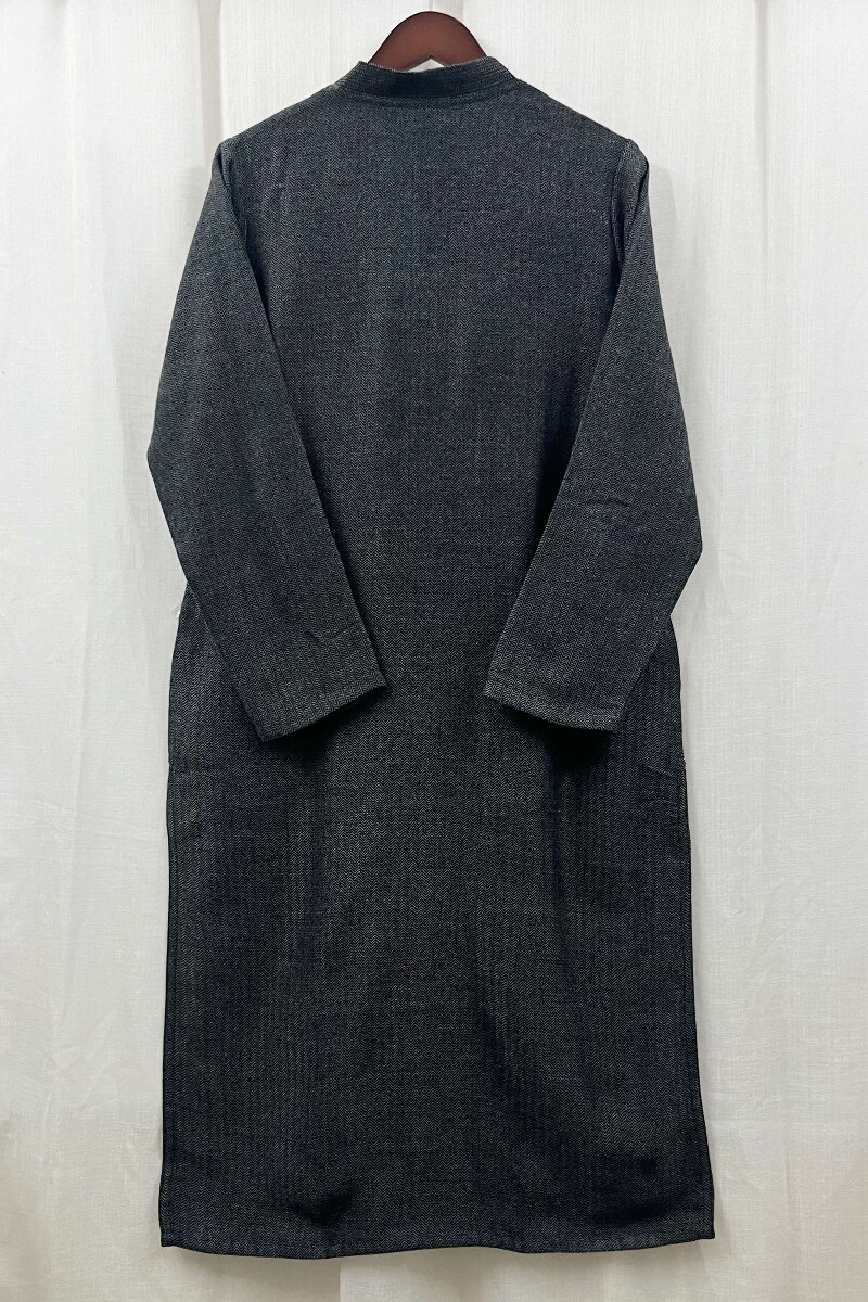 Grey Handcrafted Straight Faux Wool Kurta