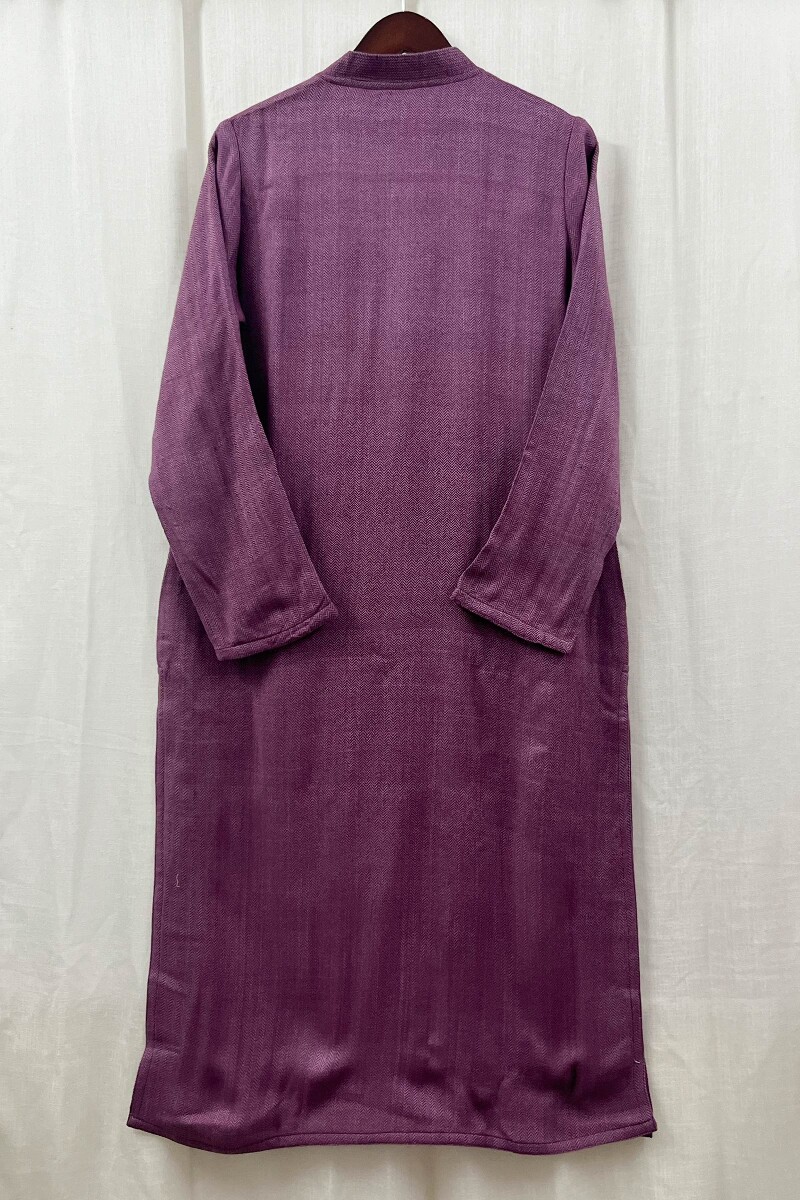 Dark Pink Handcrafted Straight Faux Wool Kurta