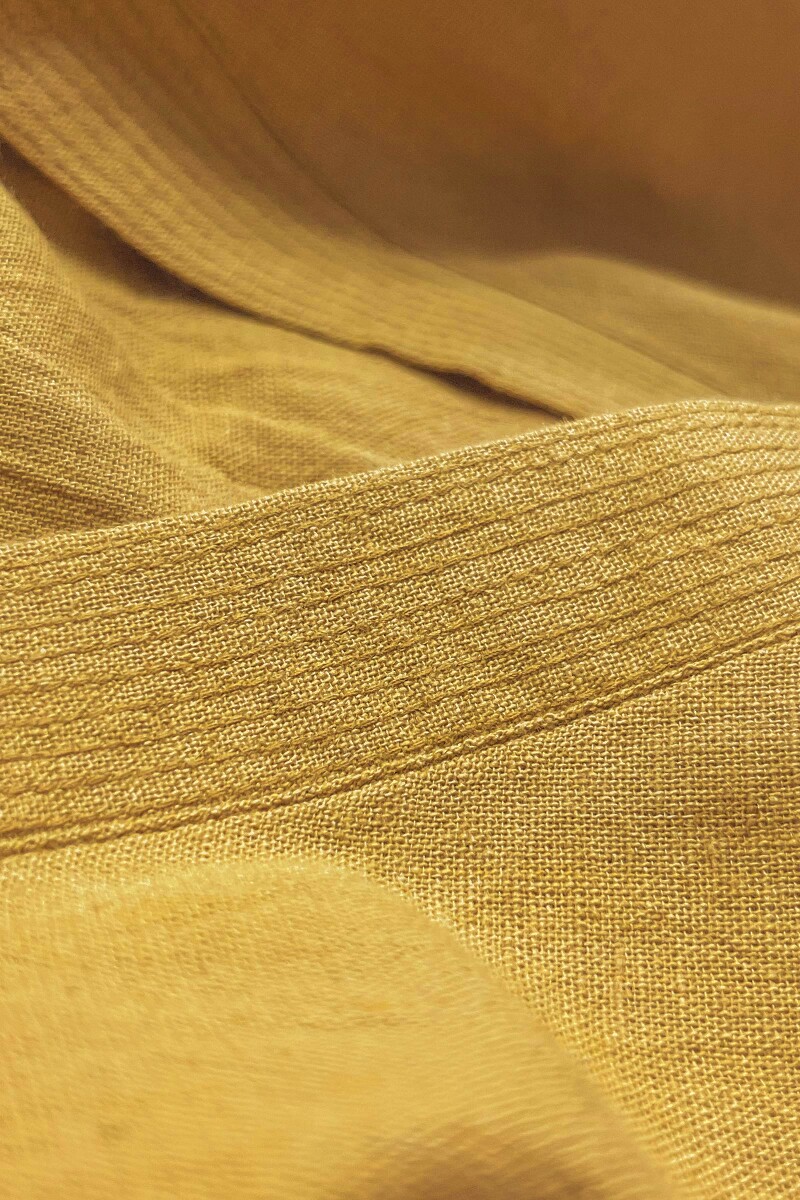 Mustard Handcrafted Straight Cotton Flax Kurta