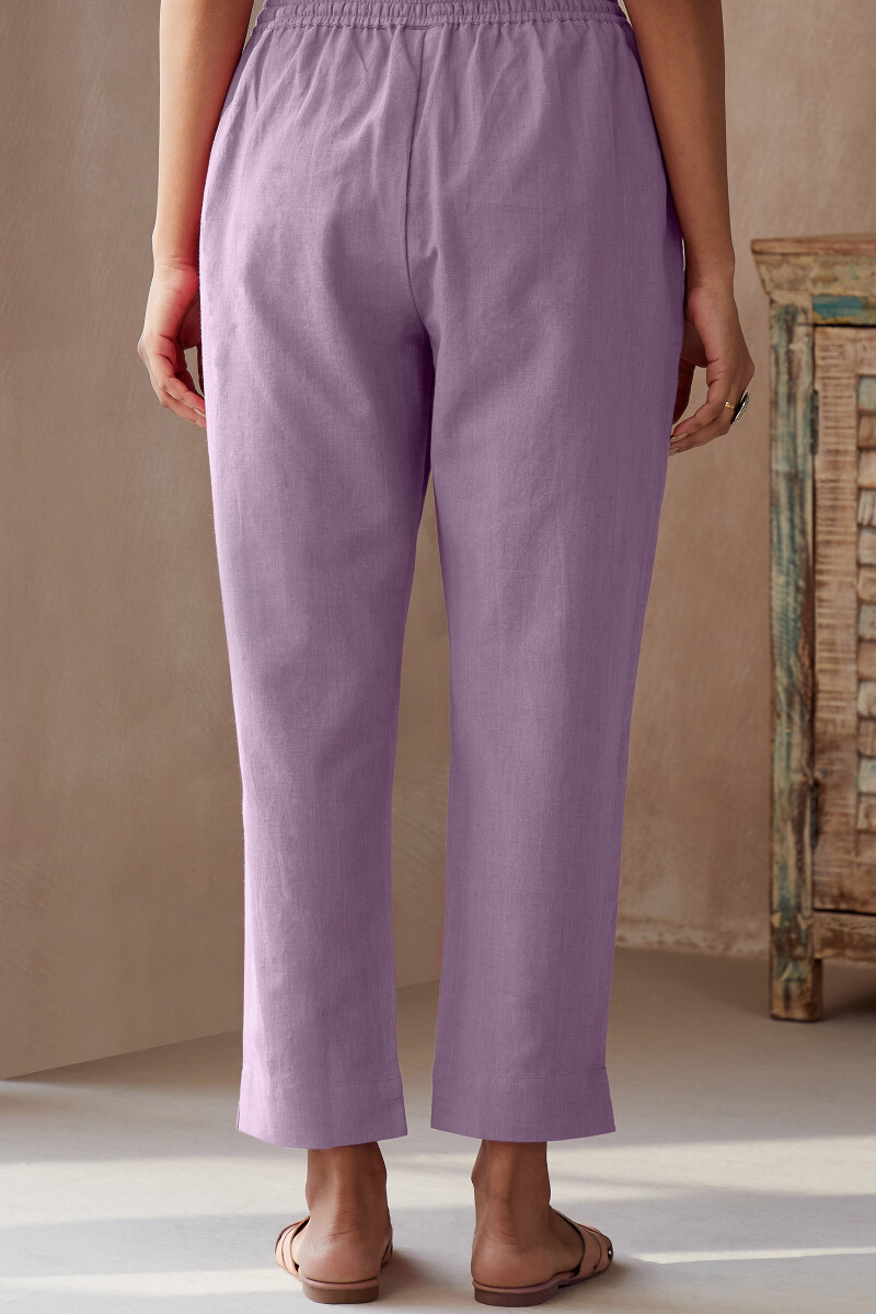 Lavender Handcrafted Cotton Flax Narrow Pants