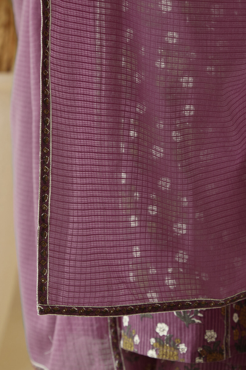 Purple Handcrafted Kota Dupatta