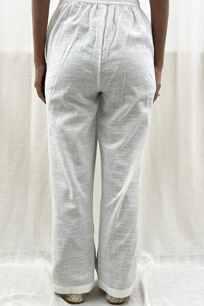 White Handcrafted Handloom Cotton Pants