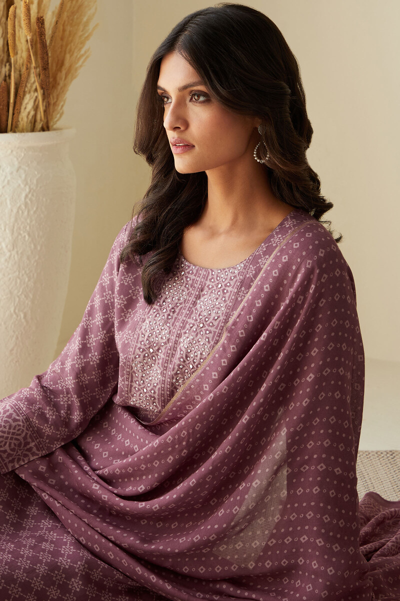 Purple Printed Modal Dupatta