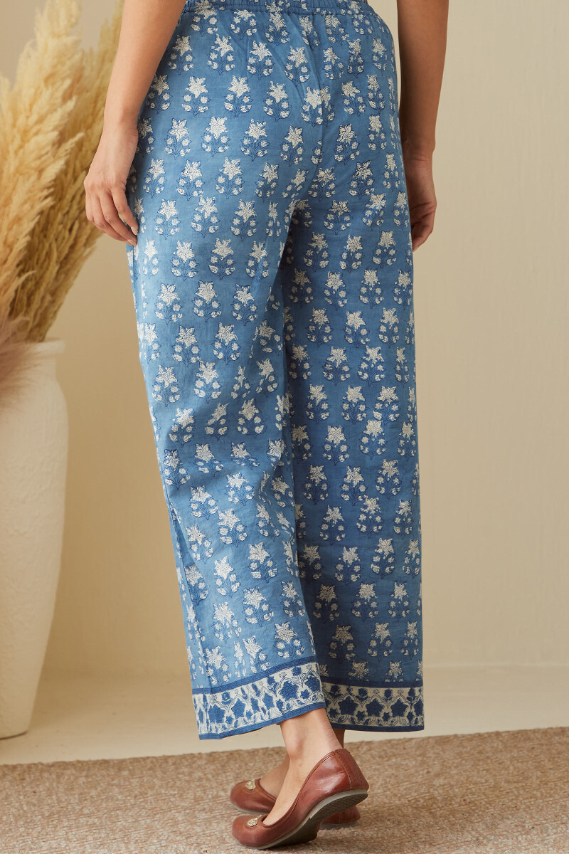 Indigo Hand Block-Printed Cotton Farsi