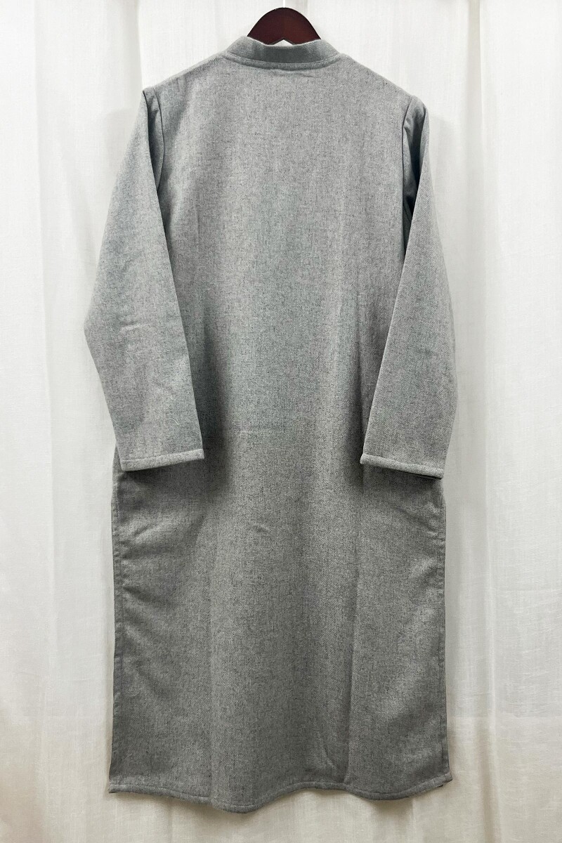 Grey Handcrafted Straight Faux Wool Kurta