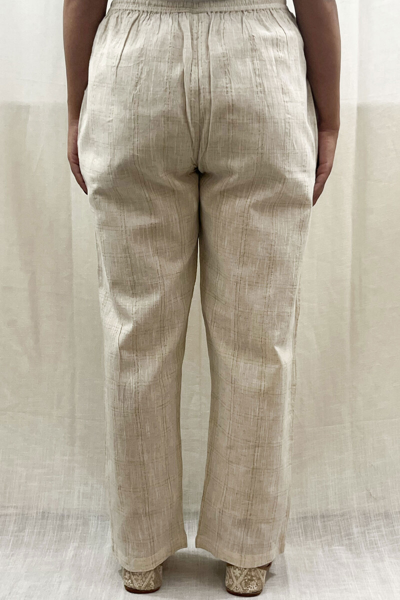 Cream Handcrafted Handloom Cotton Pants