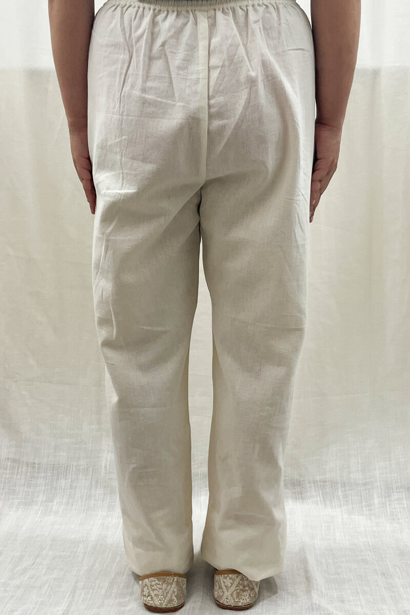 Cream Handcrafted Handloom Cotton Pants
