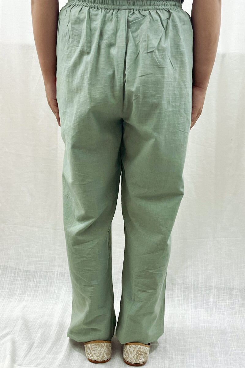 Sea Green Handcrafted Handloom Cotton Pants