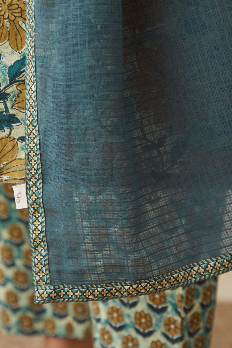 Teal Handcrafted Kota Dupatta