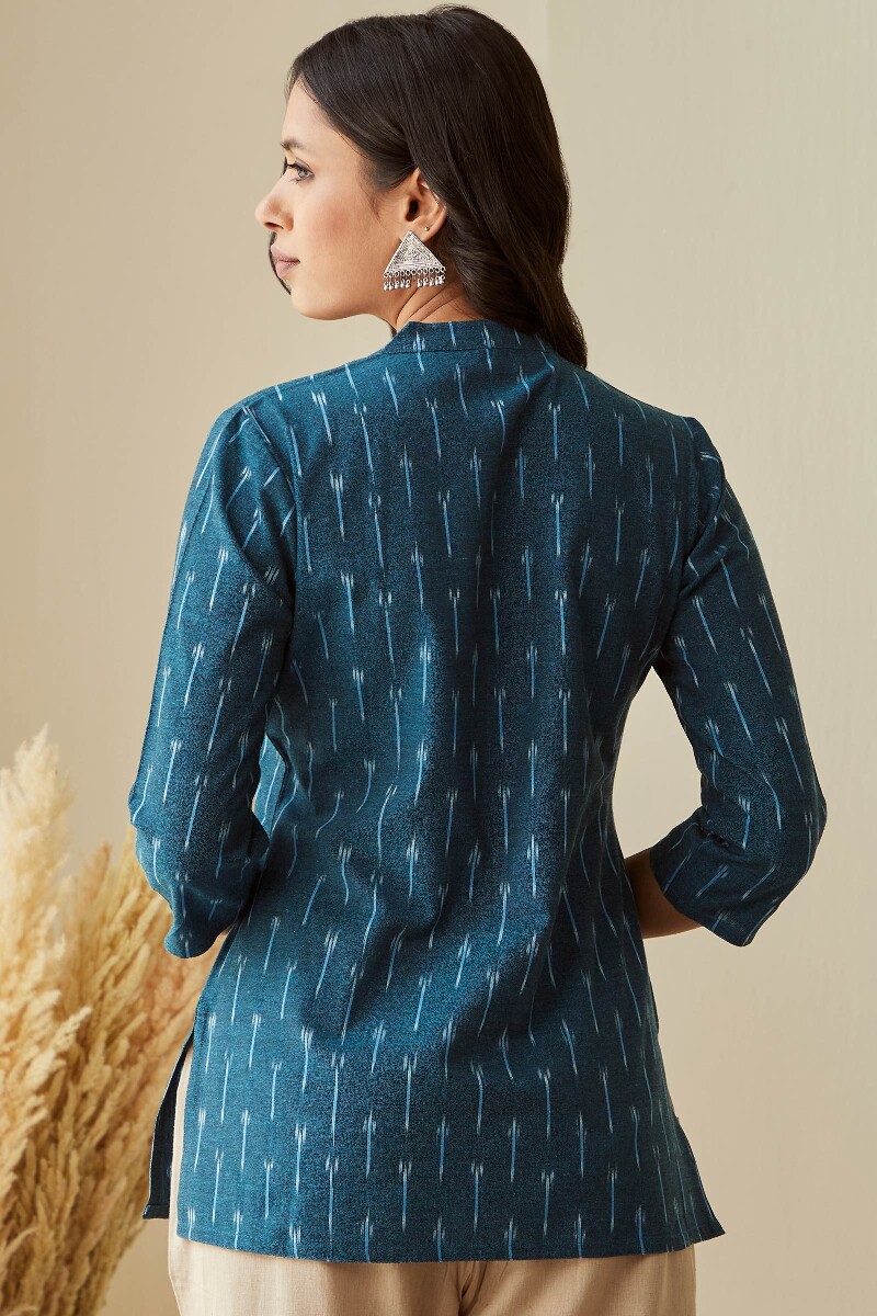 Blue Handcrafted Cotton Polyester Top