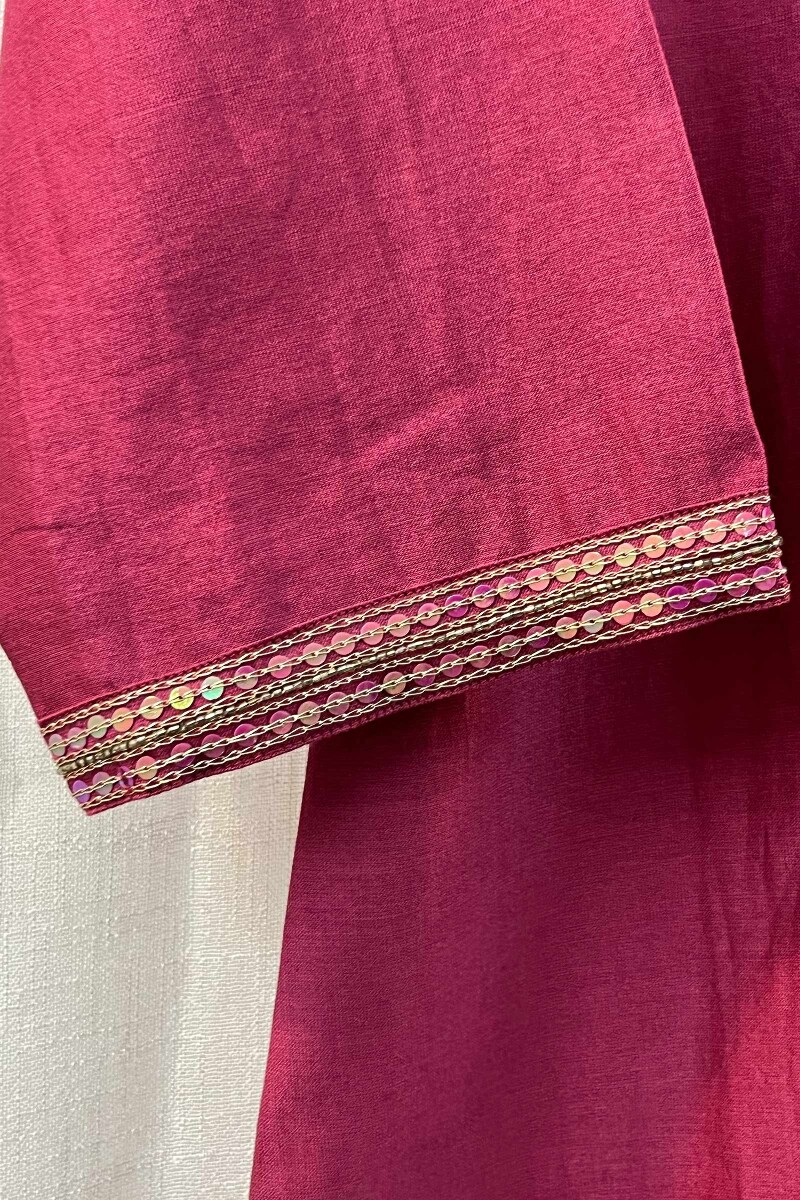 FG Specials: 1 Of 1- Pink Handcrafted Chanderi Kurta