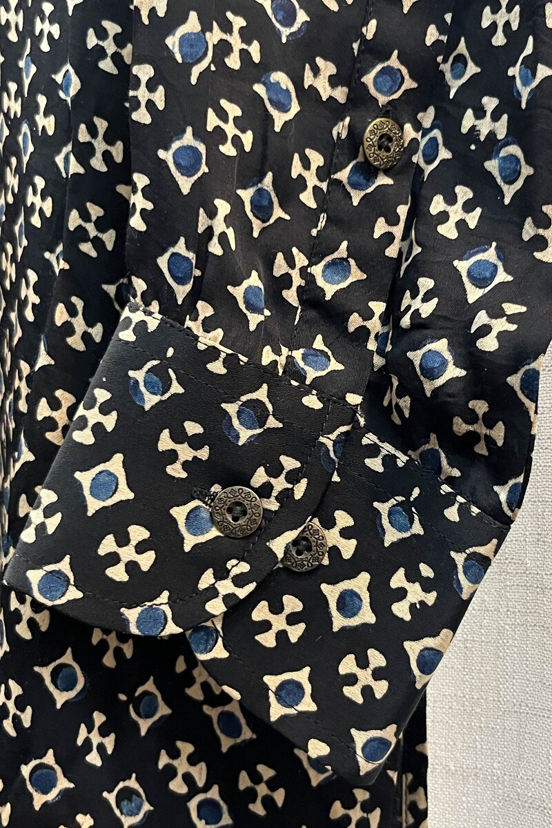 FG Specials: 1 Of 1- Black Hand Block-Printed Modal Men's Kurta