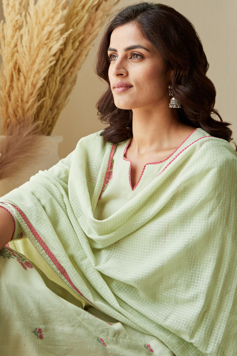 Green Handcrafted Kota Dupatta