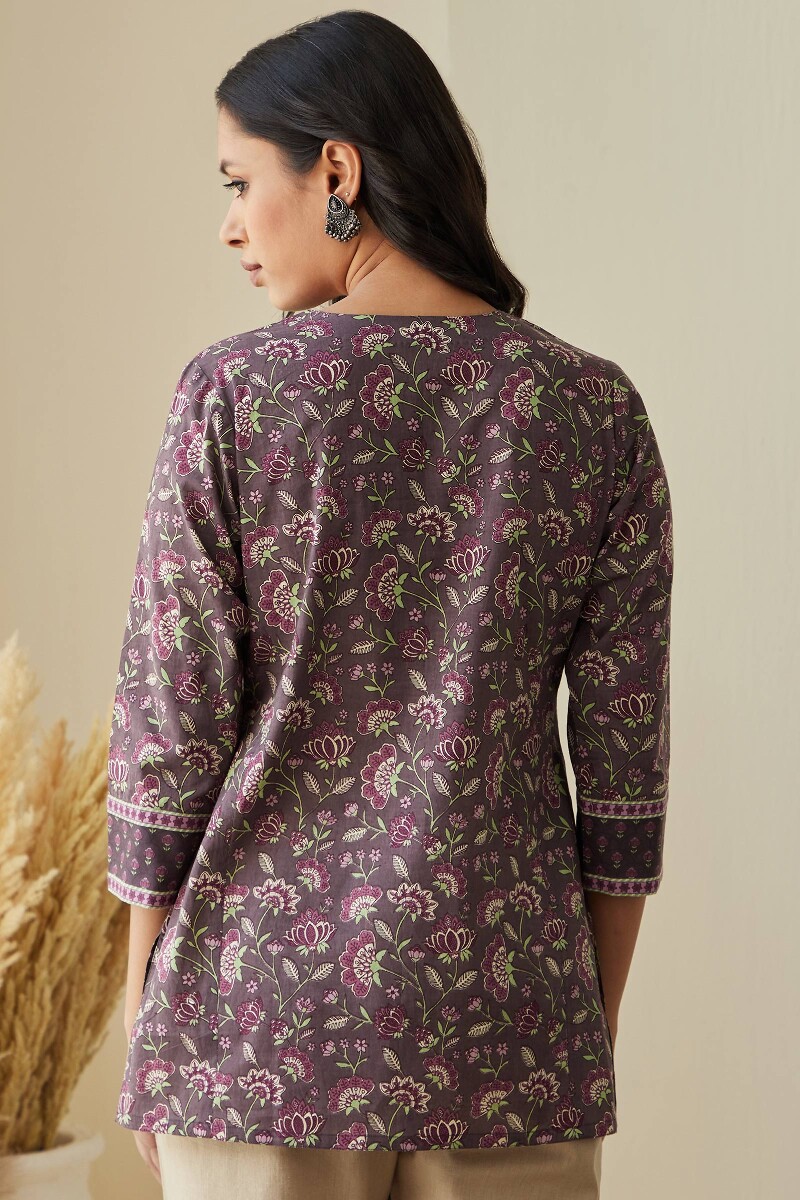 Purple Hand Printed Cotton Top
