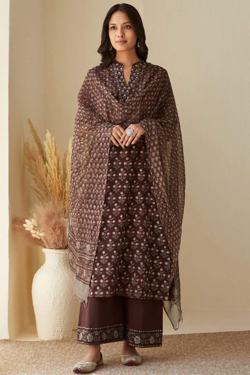 Bagru Hand Block-Printed Straight Cotton Kurta