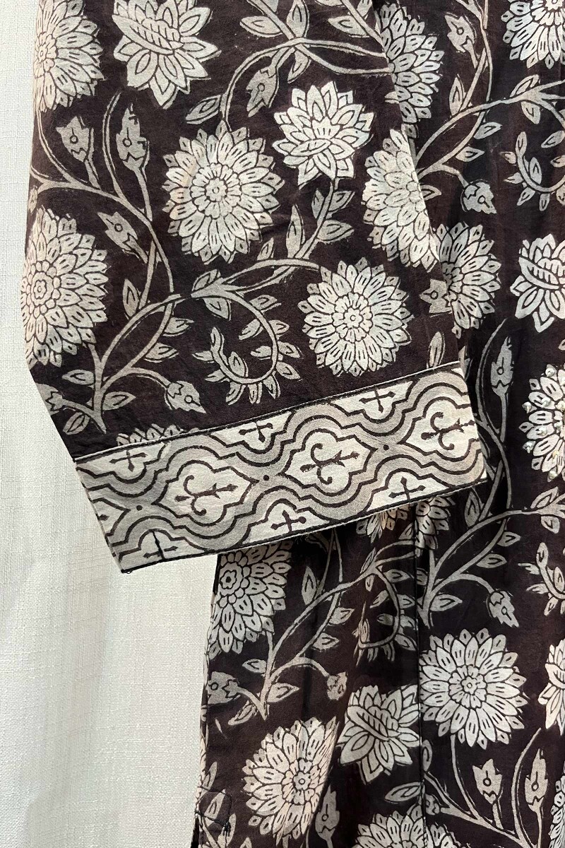 FG Specials: 1 Of 1- Brown Hand Block-Printed Cotton Kurta
