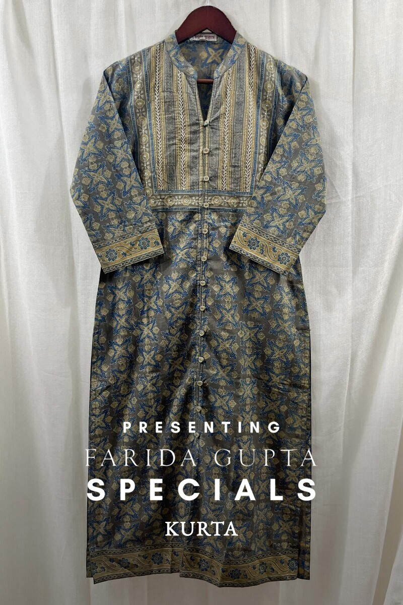 Ajrak Hand Block-Printed Straight Cotton Kurta