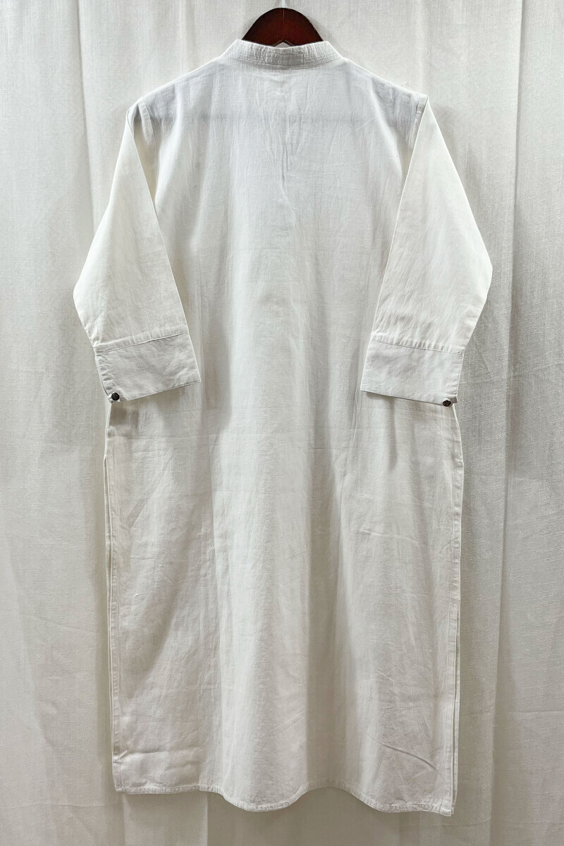 White Handcrafted Straight Handloom Cotton Kurta