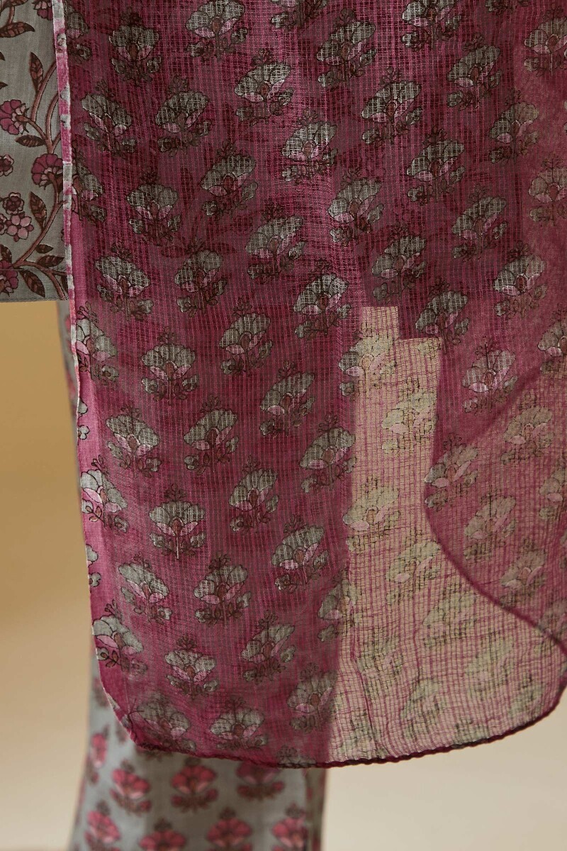 Pink Hand Printed Kota Dupatta