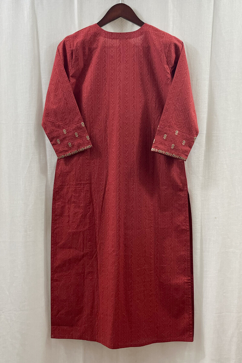 Dabu Hand Block-Printed Straight Cotton Kurta
